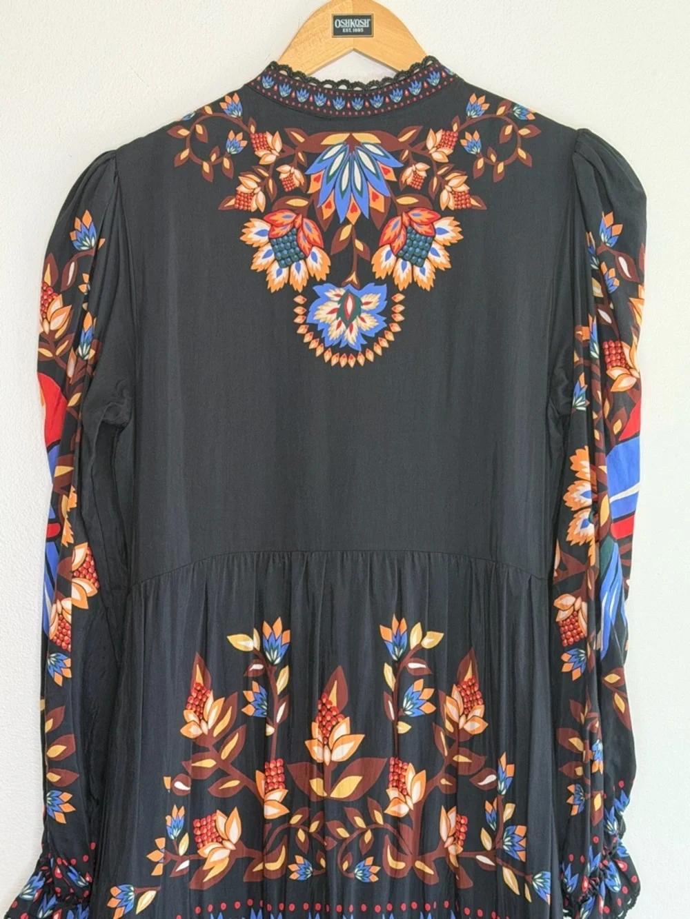 NEW FARM Rio Winter Garden Floral Print Tiered Puff Long Sleeve Maxi Dress Sz M - Picture 13 of 16